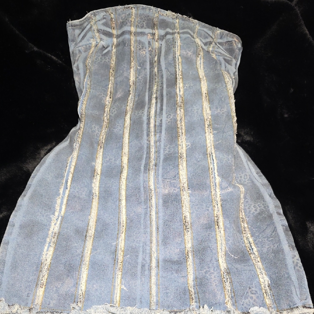 Blue and Gold Strapless Dress